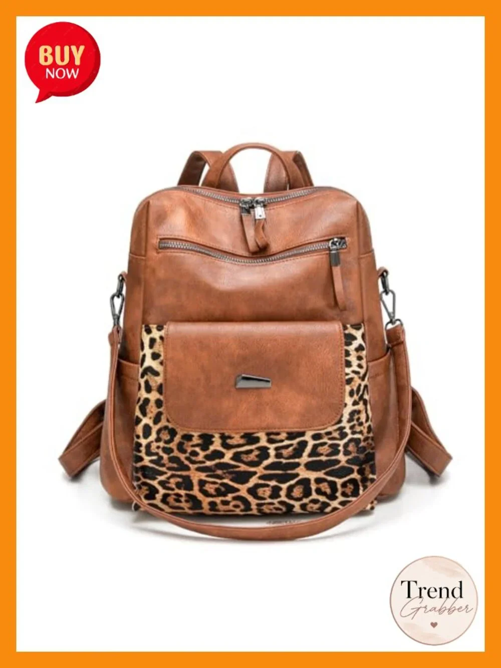 Women's Leopard Print PU Leather Small Backpack Purse Convertible Shoulder Bag
